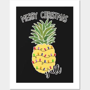 Merry Christmas Y'all Southern Pineapple Posters and Art
